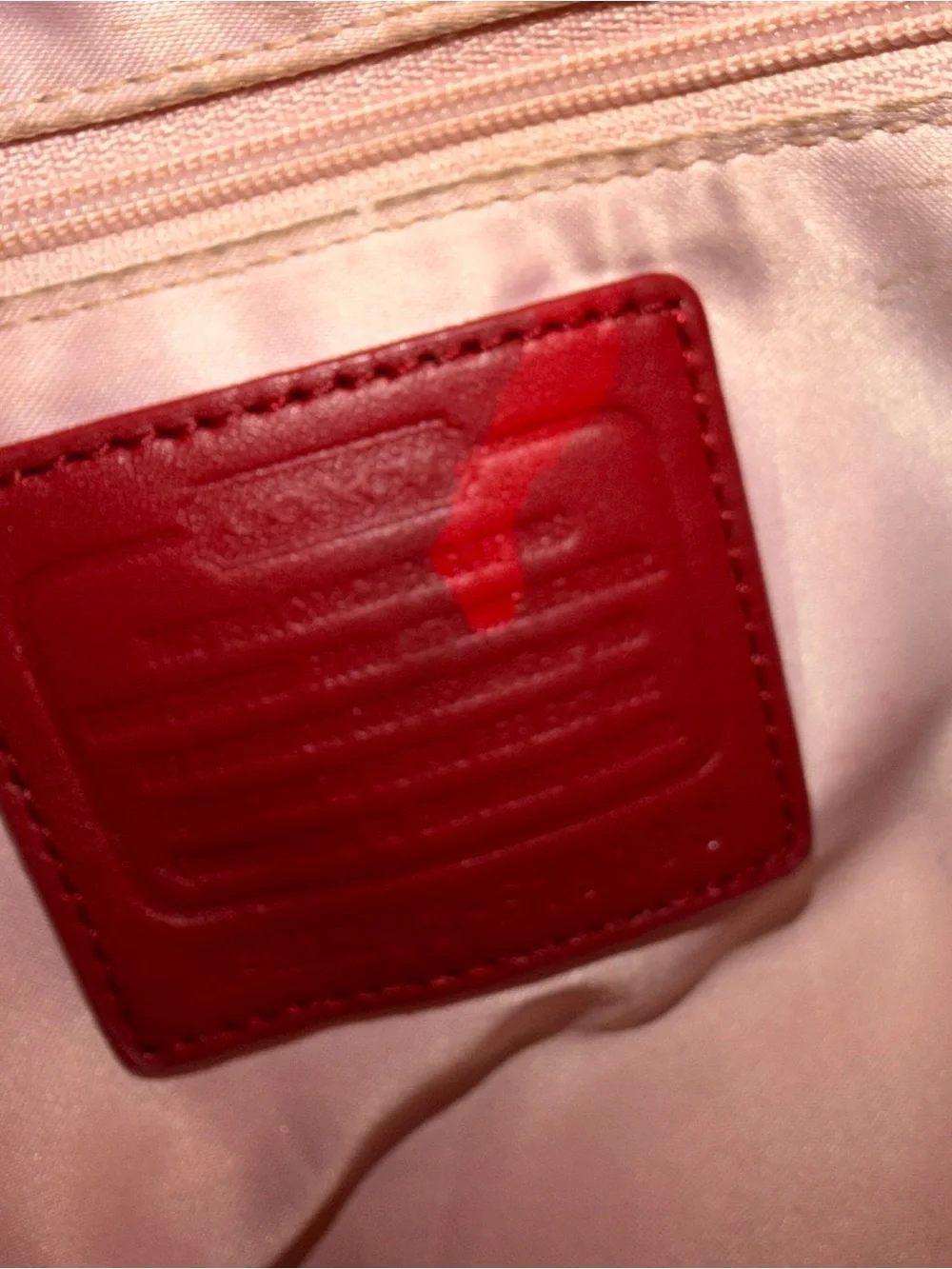 Coach Red Leather Tote with Signature Detail